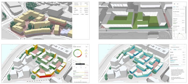 Analysen zu Geb&auml;udefl&auml;che, Au&szlig;enbereichen, L&auml;rm und Sonneneinstrahlung