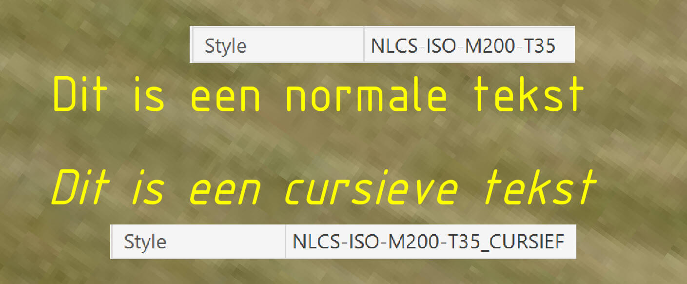 GWW-CAD 3.2 | Cursieve NLCS tekst