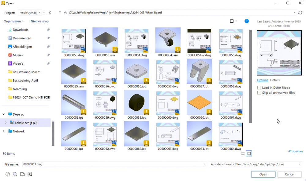 User interface open menu Inventor 2026