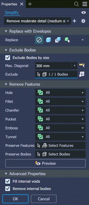Simplify part in Autodesk Inventor 2026