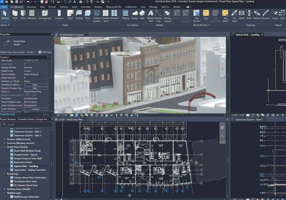 Interface of the new revit in dark mode