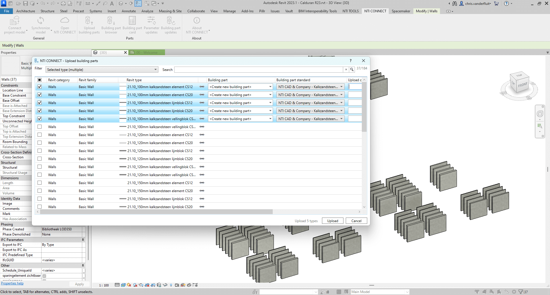 NTI Connect parts user interface